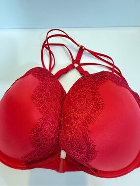 Victoria's Secret Red Lace Strappy Push-Up Bra